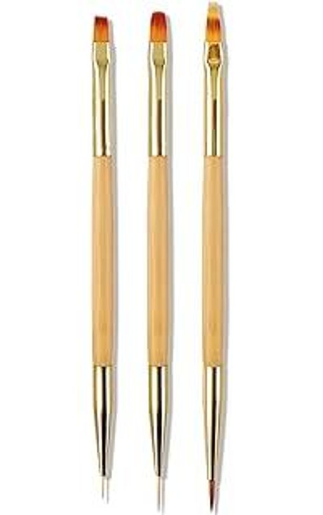 Sularpek Pinsel für Gelnägel, 3 Stück Nagel Pinsel, Doppel-Ende Nageldesign Pinsel, Multifunktionale Fineliner Pinsel Nailart DIY Nail Art Design