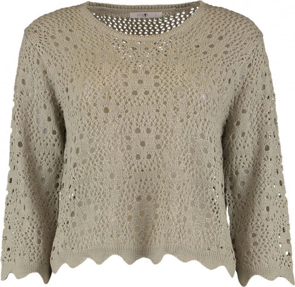 Hailys Strickpullover Damen 3/4 A SK Ma44ra khaki Streetwear 100% Polyacryl XS