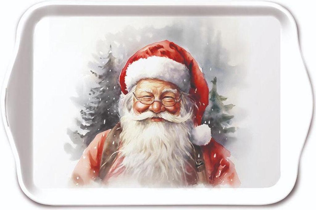 Weihnachten Tablett 13 x 21 cm Happy Santa Weihnachtsmann Winterlandschaft
