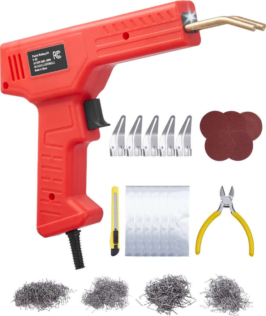 VEVOR saldatore per plastica, kit di riparazione per plastica da 100 W con 800 morsetti a caldo, pistola per saldatura, per kayak, giocattoli, riparazione di crepe in plastica