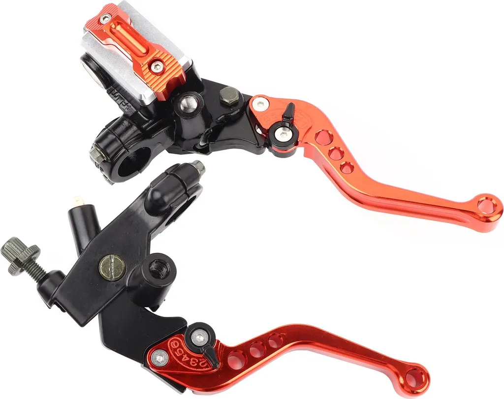 Levier de frein moto 22mm orange avec réservoir hydraulique ajustable