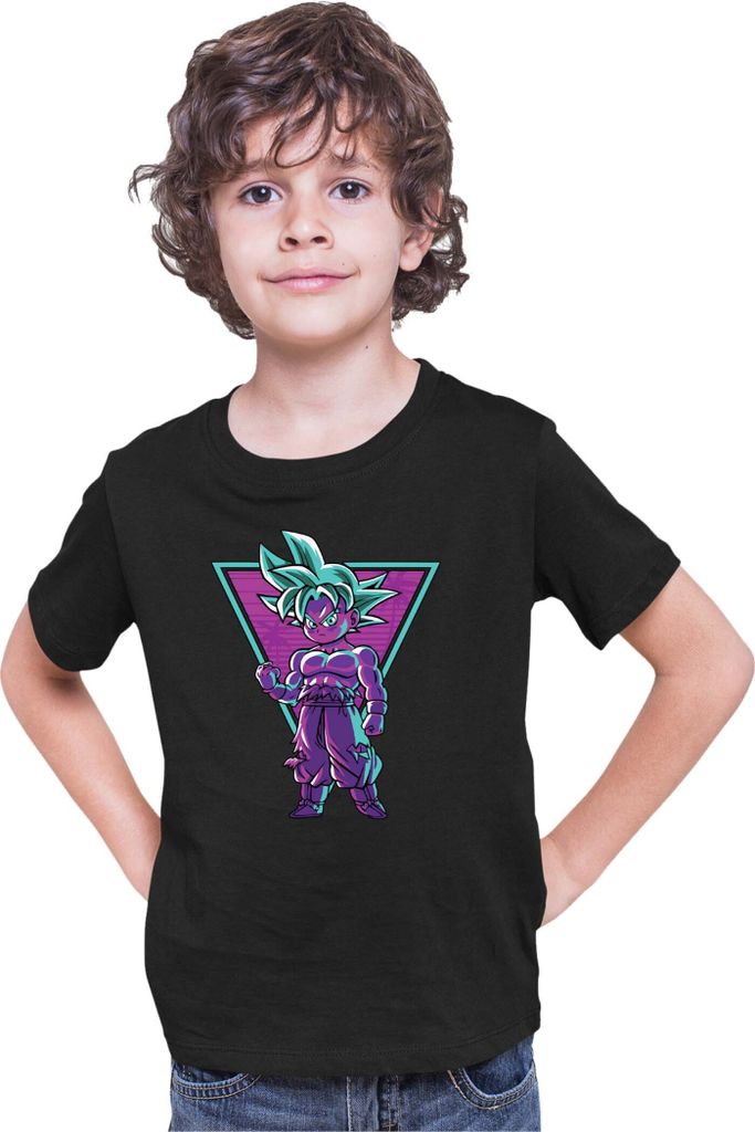 Kinder T-Shirt Dragon Anime Manga Ball Z Retro Goku, 7-8 Jahr - 128 / Schwarz