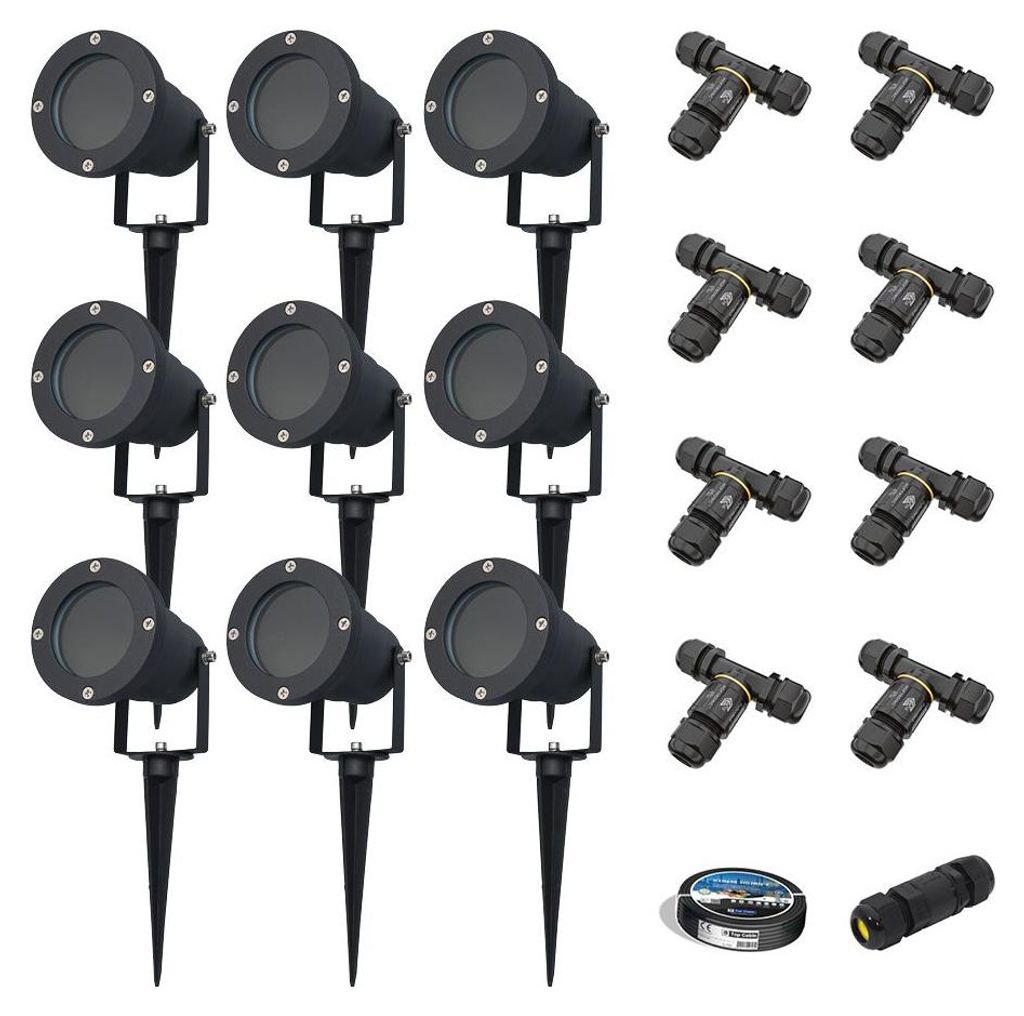 HOFTRONIC - Spot à piquet LED 9x XL Aluminium IP65 GU10 20W Image du produit 