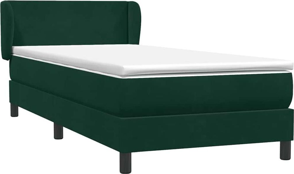 vidaXL Boxspringbett mit Matratze Dunkelgrün 80x220 cm Samt