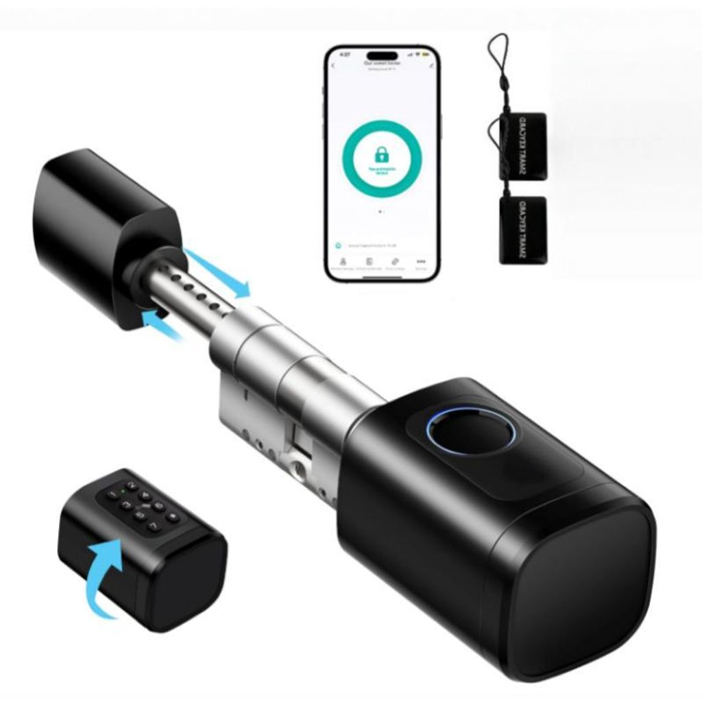 Türschloss Fingerabdruck Smart Elektronisches Fingerabdruckschloss Elektronischer Schließzylinder für Türen mit 60 mm, mit Fingerabdruck, 2 IC-...