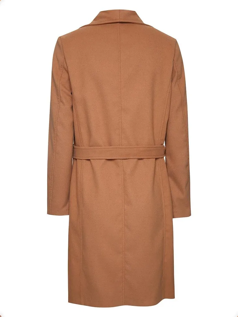 Manteau grossesse chic beige avec lien de serrage taille ajustable - 2