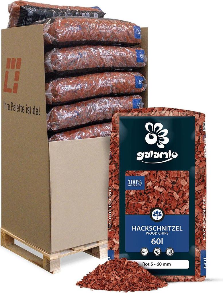 Galamio Holzhackschnitzel Rot 60l x 12 Sack 720l 12er Produktbild 