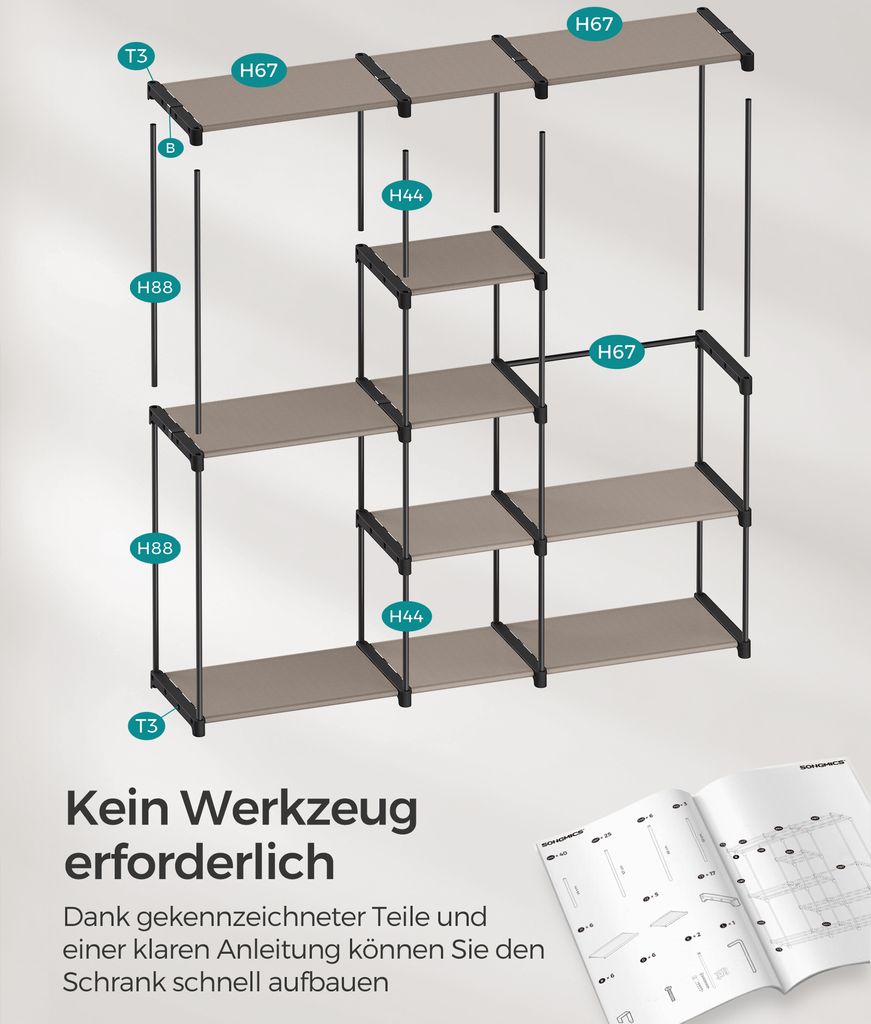 SONGMICS Kleiderschrank, Kleiderständer, freistehende Produktbild 8