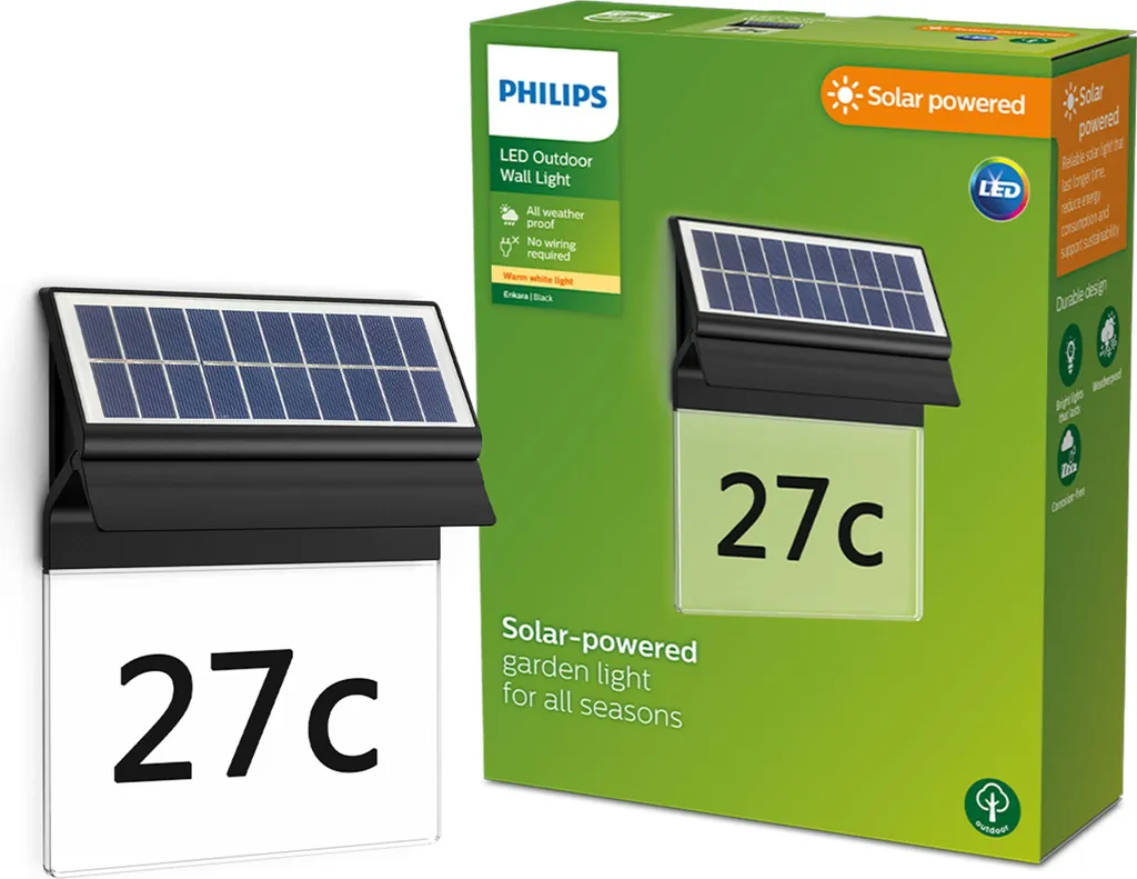 Philips Enkara Applique Solaire avec Numéro de Maison 0.2W Lumière Jour