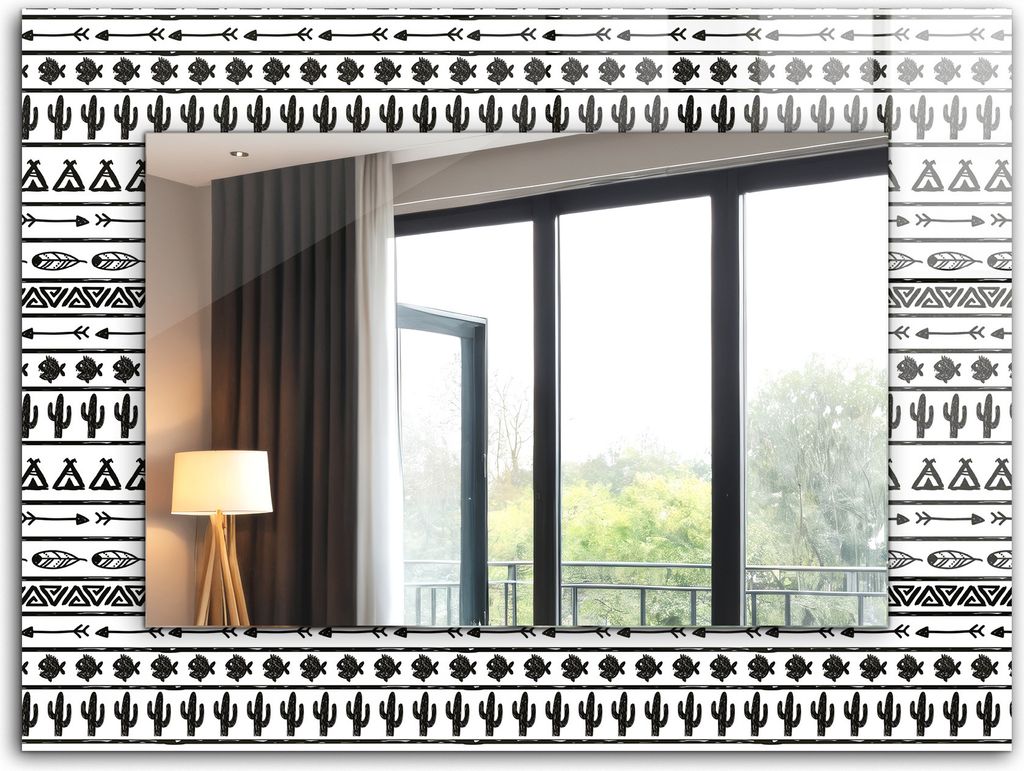 Dekorativer Wandspiegel - Bedruckter Spiegel - Motiv - 80x60 cm - Tipi-Pfeilkakteen