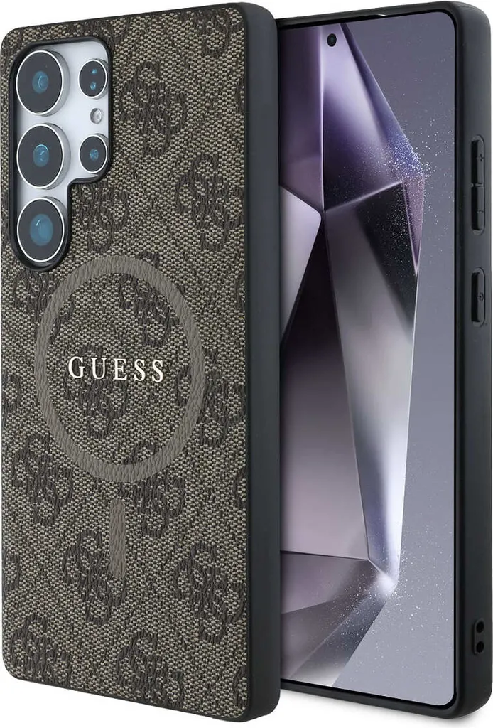 Guess Custodia Marrone per Samsung S25 Ultra 4G MagSafe Ring