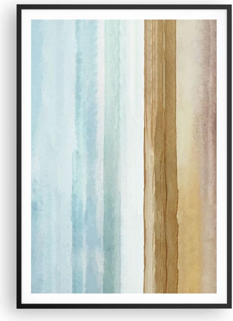 Gerahmtes Poster - Schwarzer Rahmen - Abstraktion Gürtel Gold - 70x100 cm - Wand Bild - Wanddeko - Wandbilder - Wandposter - Bilderrahmen - Bilder...