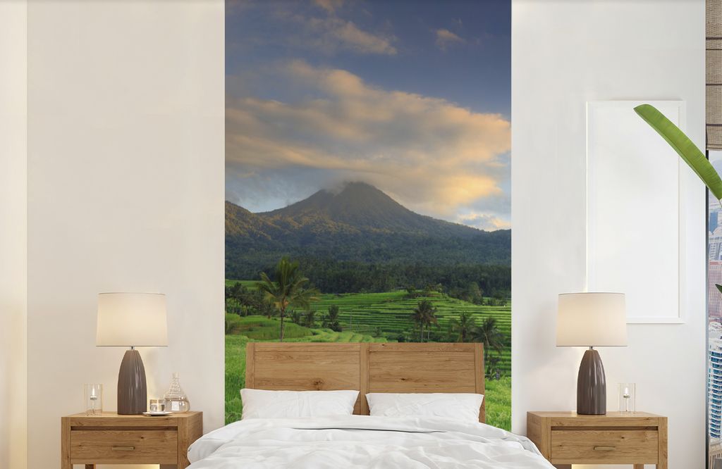 MuchoWow Fototapete für Wohnzimmer oder Schlafzimmer Wandtapete Vinyl Motivtapete Reisfelder auf Bali - 120x240 cm - Hintergrundbild