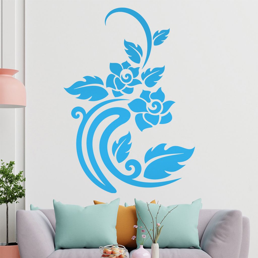 Rosen - Linien Wandtattoo in 6 Größen - Wandaufkleber Wall Sticker - Dekoration, Küche, Wohnzimmer, Schlafzimmer, Badezimmer