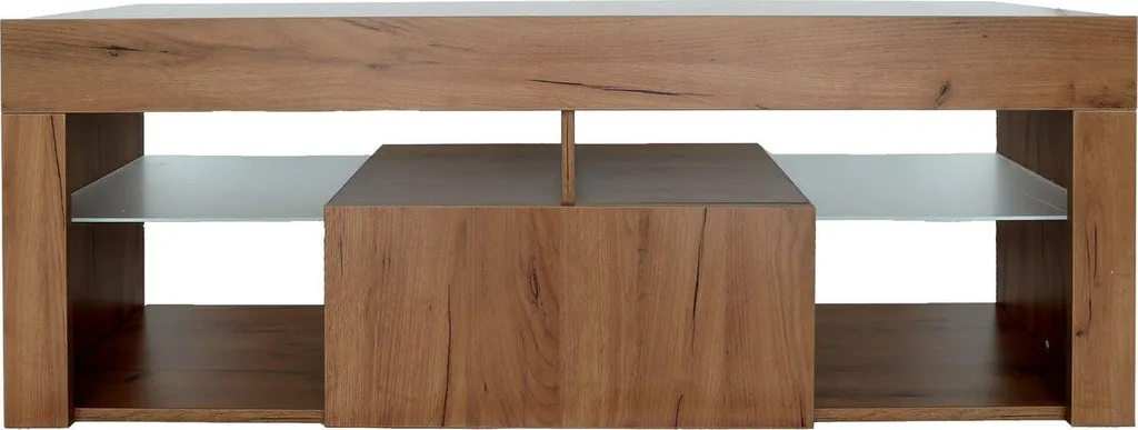 Meuble TV design bois Hugo 140x40x50 cm marron pour salon moderne chic