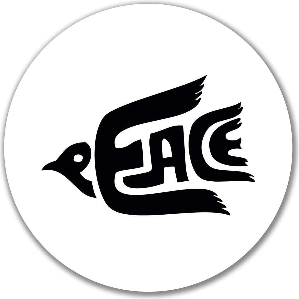Huuraa Aufkleber Peace Friedenstaube 10cm rund Sticker Geschenkidee