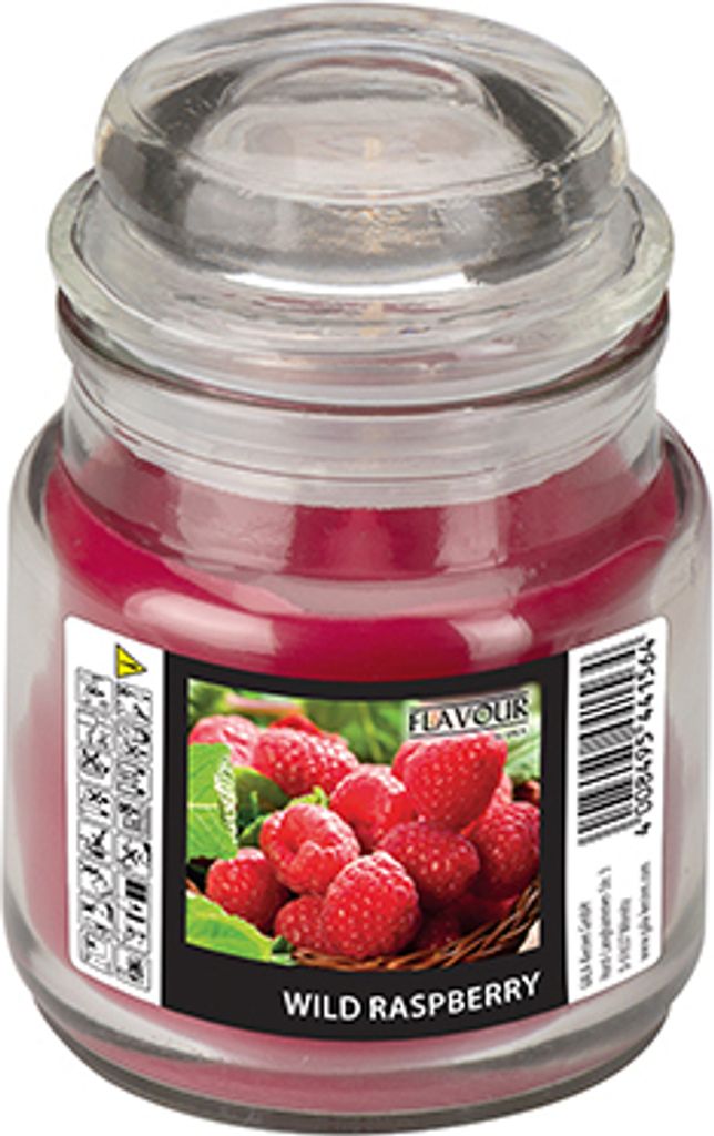 Papstar Duftkerzen im Glas, Wilde Himbeere, Ø 63 mm · 85 mm, "Flavour", 6 Stück