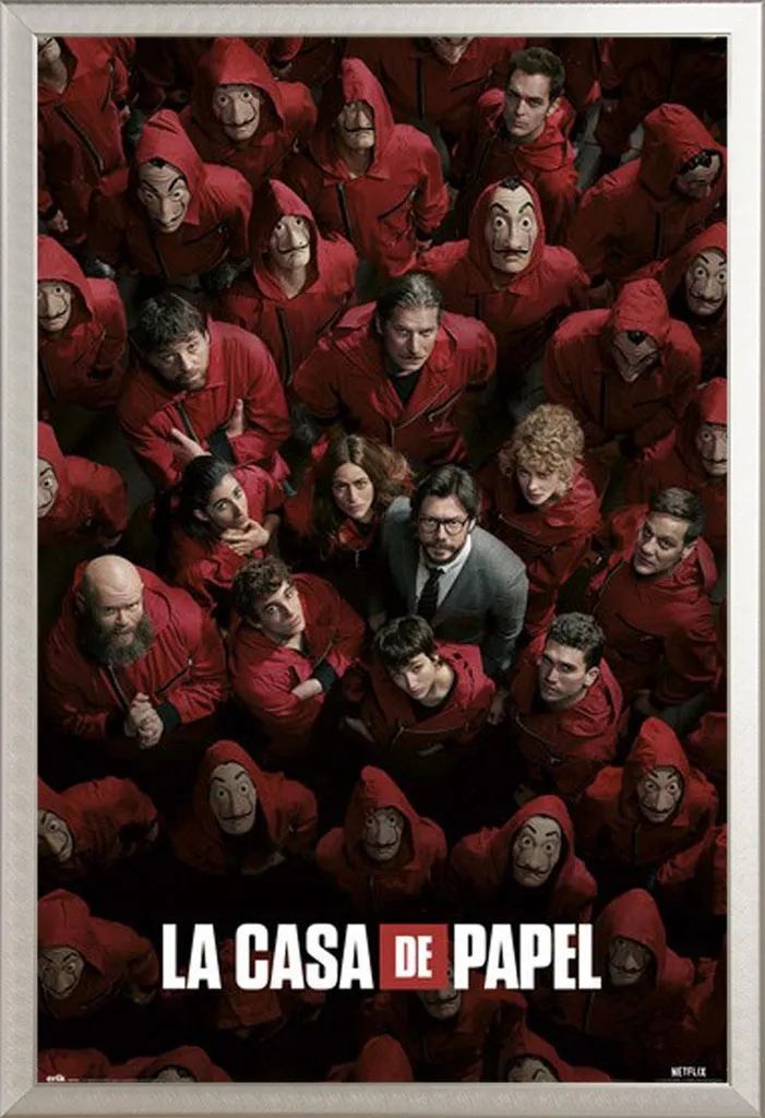 Affiche sous cadre aluminium La Casa de Papel Guerra vitre protection pro