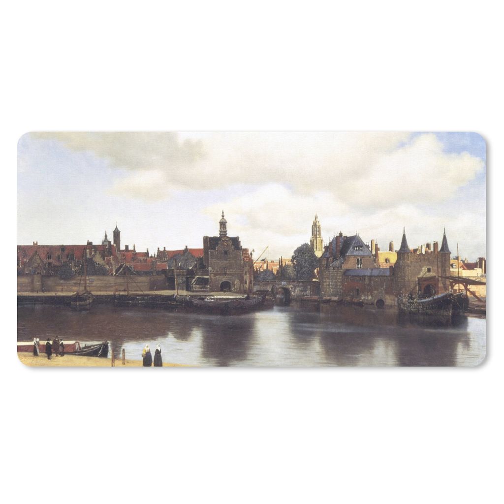 MuchoWow Schreibtischunterlage Ansicht von Delft - Johannes Vermeer 80x40 cm - XXL Mauspad - Gaming Mauspad