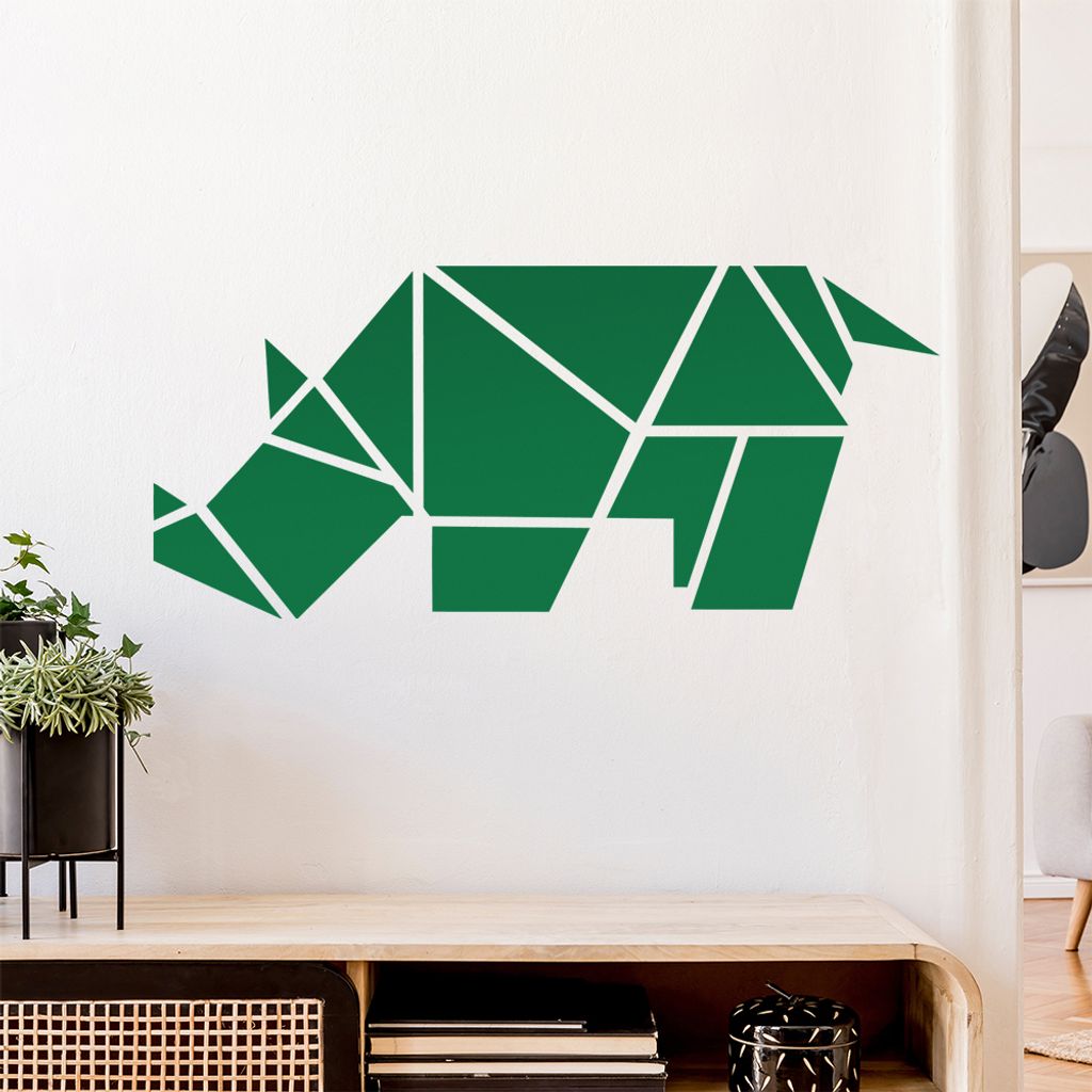 Papierfalten Nashorn Wandtattoo Wandaufkleber Wall Sticker - Dekoration, Küche, Wohnzimmer, Schlafzimmer, Badezimmer