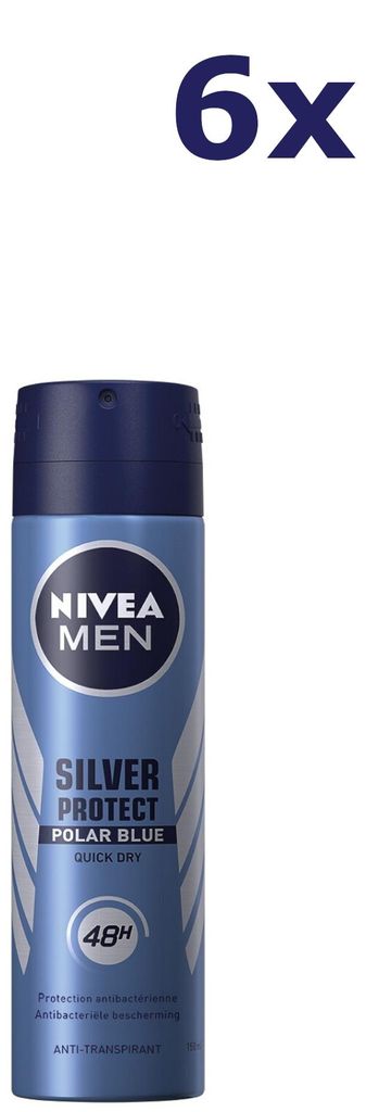 6x Nivea Deospray für Männer – Silver Protect Polar Blue 150 ml
