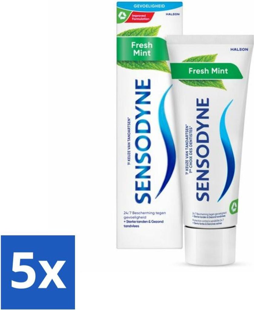 Sensodyne - Zahnpasta - Frische Minze - Frischer Atem - 75 ml - Vorteilspack - 5 Stücke