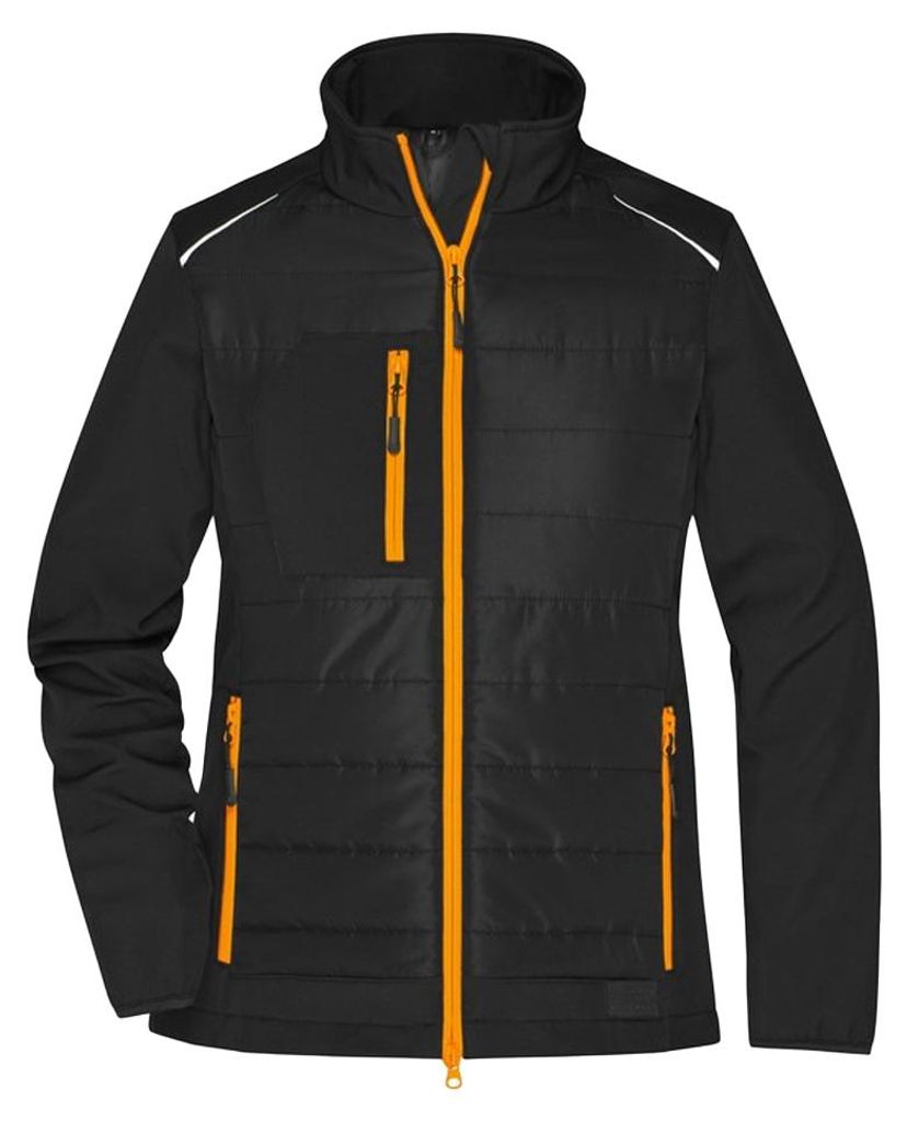 James and Nicholson - Hybridjacke für Damen LT3176 (3XL) (Schwarz/Neon-Orange)