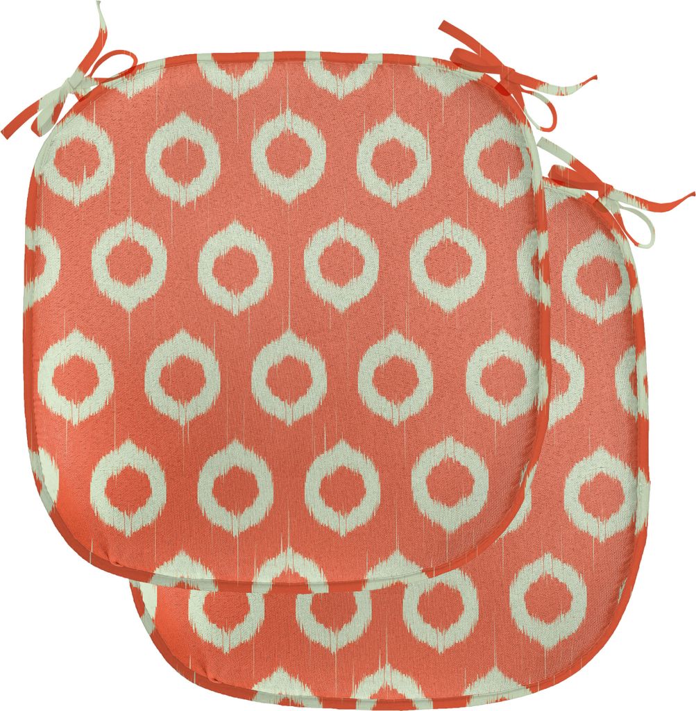ABAKUHAUS Ikat Polster für Esszimmerstühle, Grunge ovale Formen Jahrgang, Dekoratives wasserfestes Kissen mit Riemen für Küchensitze, 40 cm x 4...