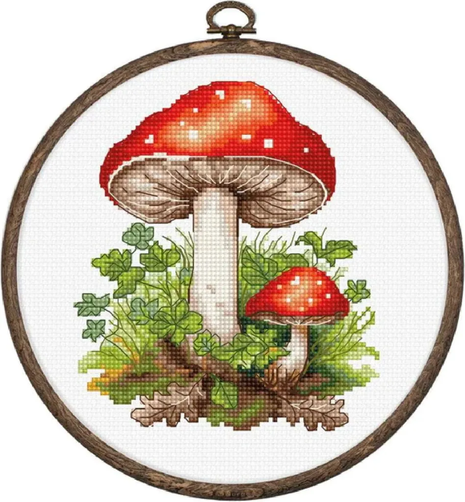 Kit broderie point de croix Luca-S Amanita Muscaria complet avec cadre