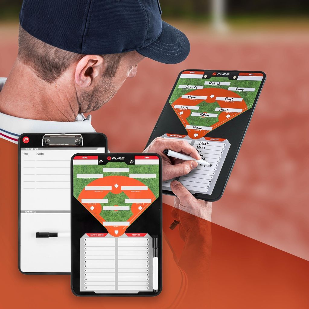 Pure2Improve Taktiktafel Baseball, 34,5x21,5 cm, mit Zubehör, Whiteboard-Marker-Stift und Magnete, Doppelseitige Magnettafel Taktikboard Taktikbre...