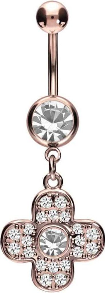 Bauchnabelpiercing Chirurgenstahl Bananabell mit Brass-Design KLEEBLATT