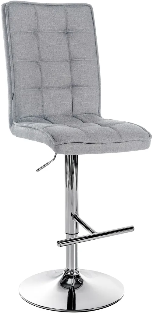 Chaise haute de bar Peking réglable avec repose-pieds, tissu gris