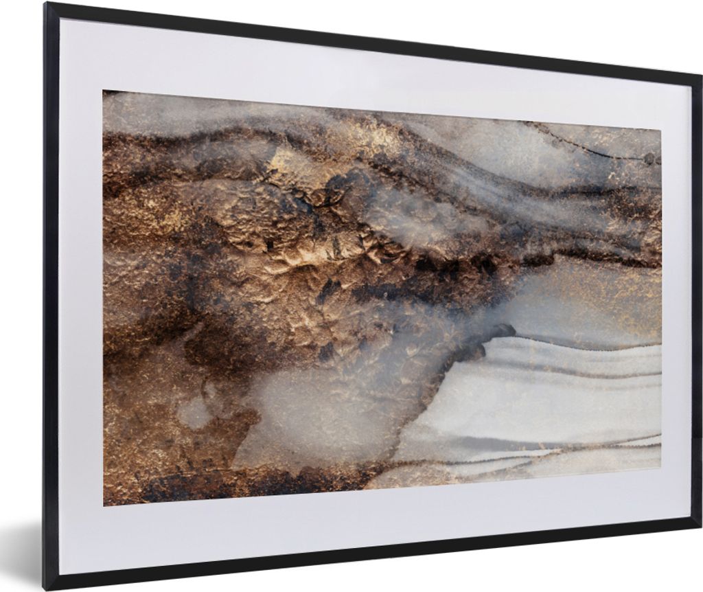 MuchoWow® Gerahmtes Poster Sturm - Gold - Abstrakt 60x40 cm Produktbild 