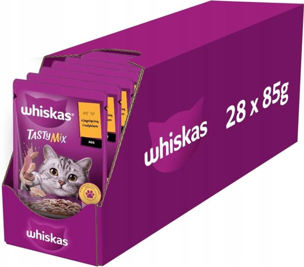 Whiskas Adult 1+ Nassfutter für Katzen Duo Classic Combos in Gelee mit Rind und Geflügel 28 Beutel à 85g