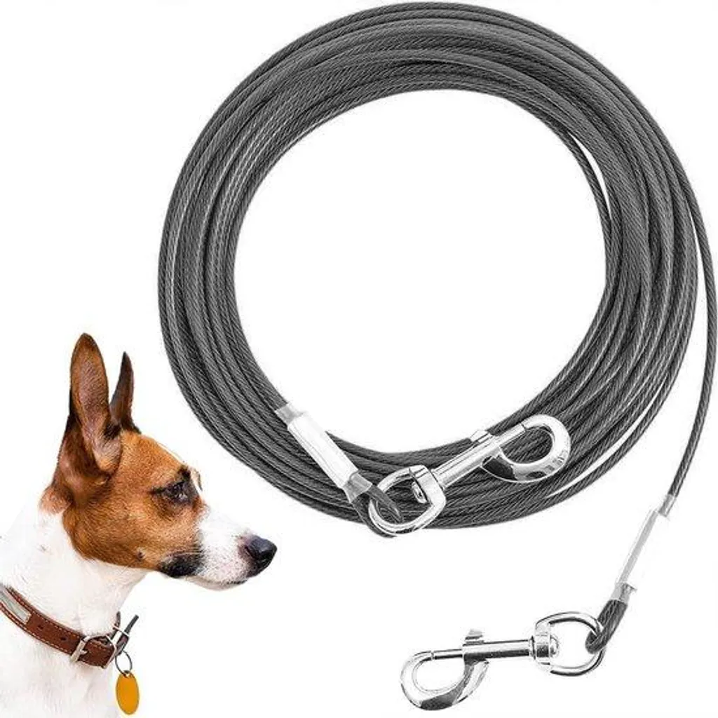 Laisse sans fil pour chien 15m, mousqueton 360 degrés haute résistance