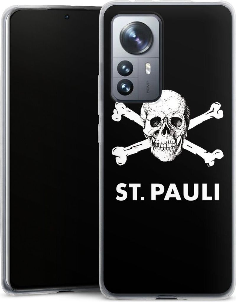 DeinDesign Slim Hülle für Xiaomi 12 Pro 5G Silikon Case Ultra Dünn Handyhülle FC St. Pauli Offizielles Lizenzprodukt Totenkopf