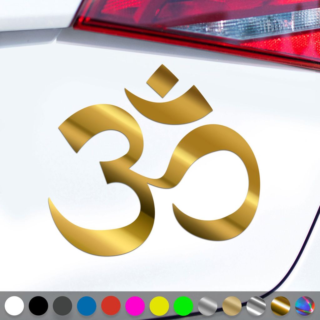 PantherPixel Om Aufkleber Ohm Buddhismus Meditation Yoga Sticker Auto Geschenkidee Farbe Chrom-Gold