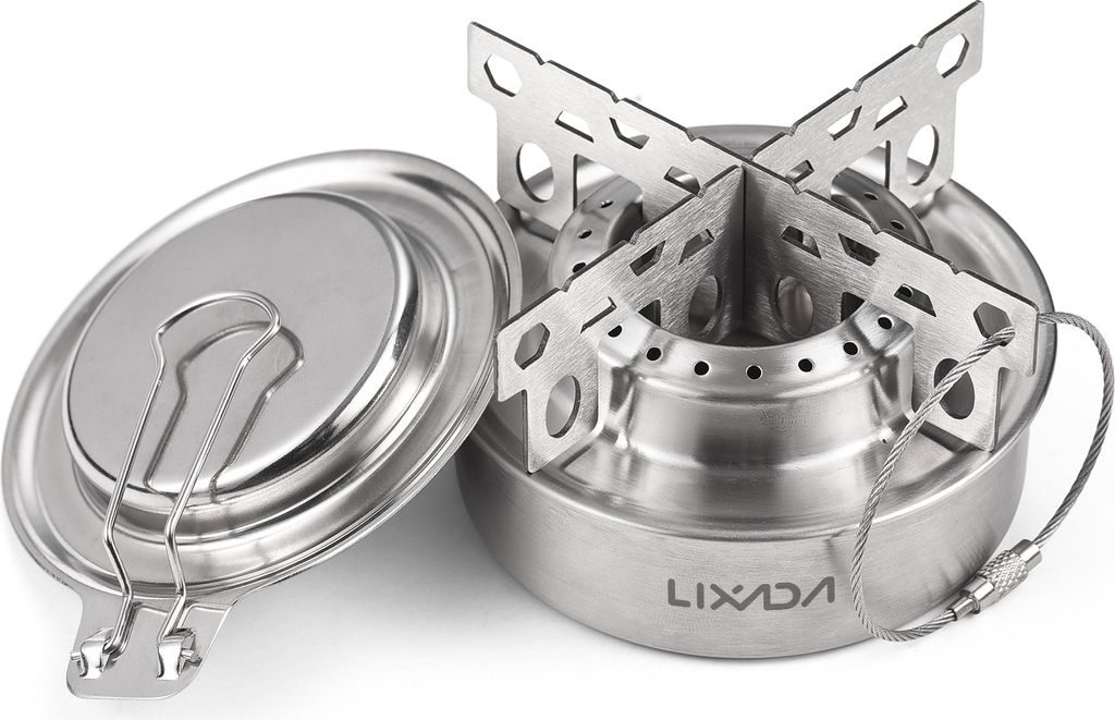 Portable Alcohol Stove with Cover/Cross Stand Ultralight Small Stainless Steel Stoves Outdoors for Camping Hiking Backpacking
