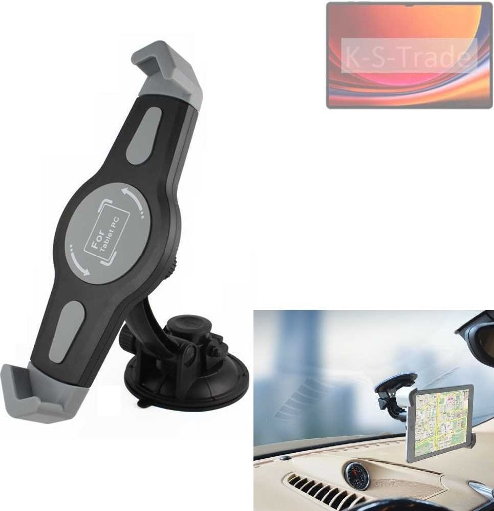 K-S-Trade Scheiben-Halterung für Tablets kompatibel mit Samsung Galaxy Tab S9 Ultra 5G KFZ Tablet Saugnapf Auto Halterung Windschutzscheibe Holder