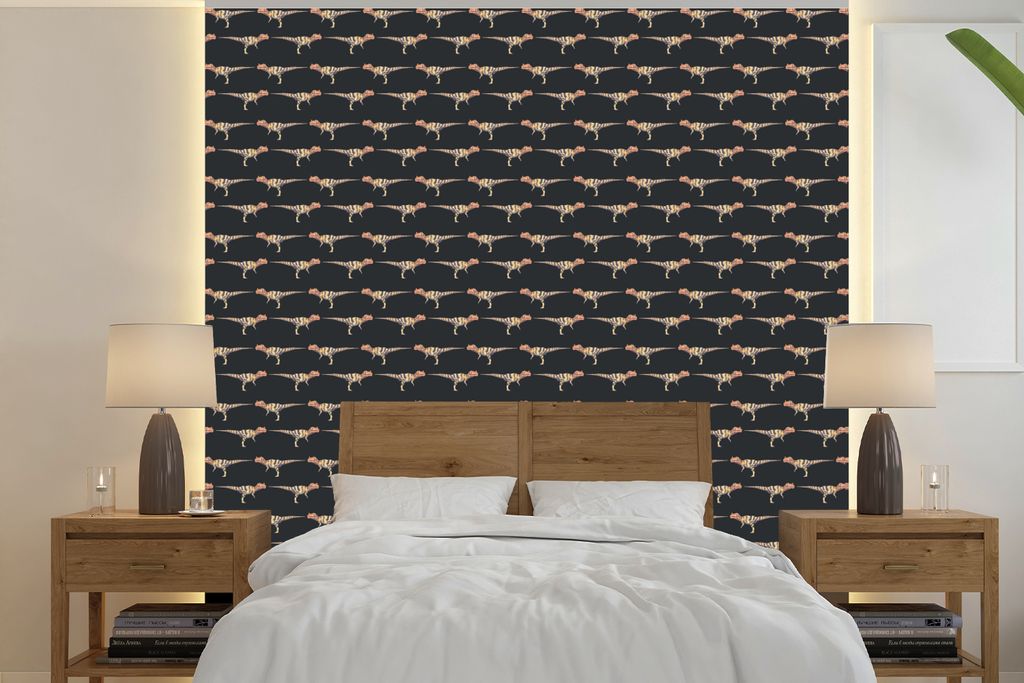 MuchoWow Fototapete für Wohnzimmer oder Schlafzimmer Wandtapete Vinyl Motivtapete Jungen - Muster - Dinosaurier - 260x260 cm - Papiertapeten