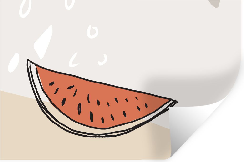 MuchoWow Wandtattoo Wandsticker Wandaufkleber Sommer - Melone - Rot 60x40 cm Selbstklebend und Repositionierbar - Wierderverwendbar - Selbstklebend