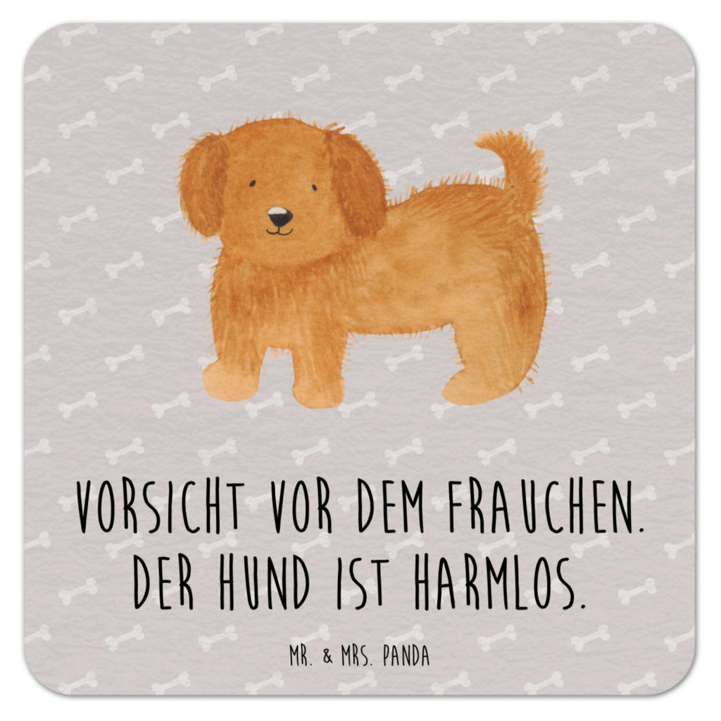 Mr. & Mrs. Panda Tischuntersetzer Hund Flauschig 100er Set - Grau Pastell - Geschenk, Tassenuntersetzer, Hundemama, Flaschenuntersetzer, Getränkeu...