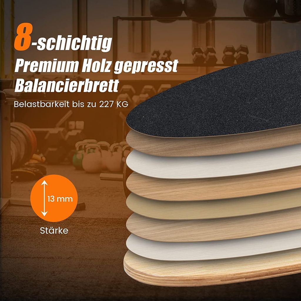 COSTWAY Balanční deska ze dřeva, balanční deska, balanční Obrázek produktu 4