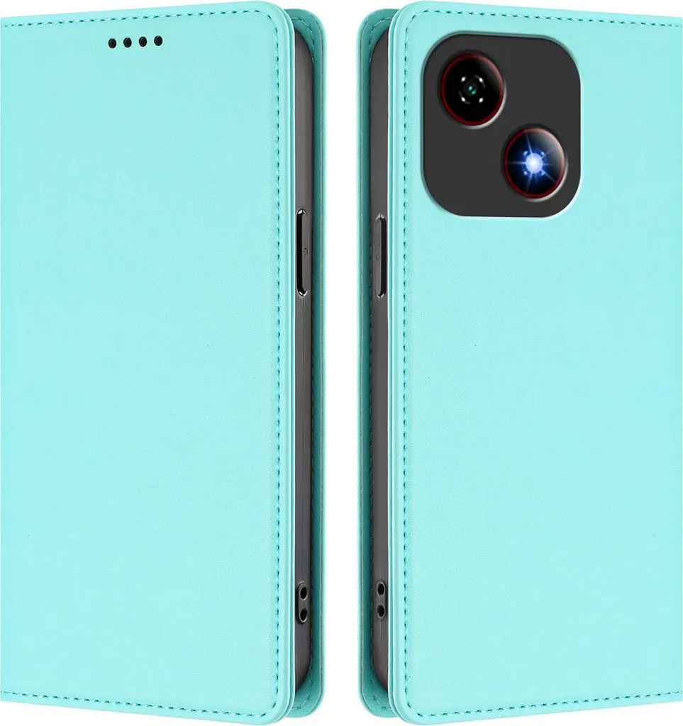 Custodia per telefono cellulare per ZTE Blade A35E, Custodia magnetica antiurto in Finto cuoio Flip Cover con supporto Turchese