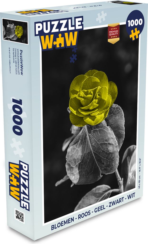 MuchoWow Puzzle 1000 Teile Blumen - Rose - Gelb - Schwarz - Weiß - Spielzeug - Alt und Jung - Spiele - Puzzeln