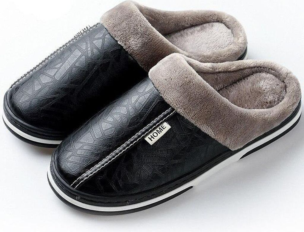 Herren Gefüttert Warme Hausschuhe Isoliert Slippers Nerit Schwarz Gr.46