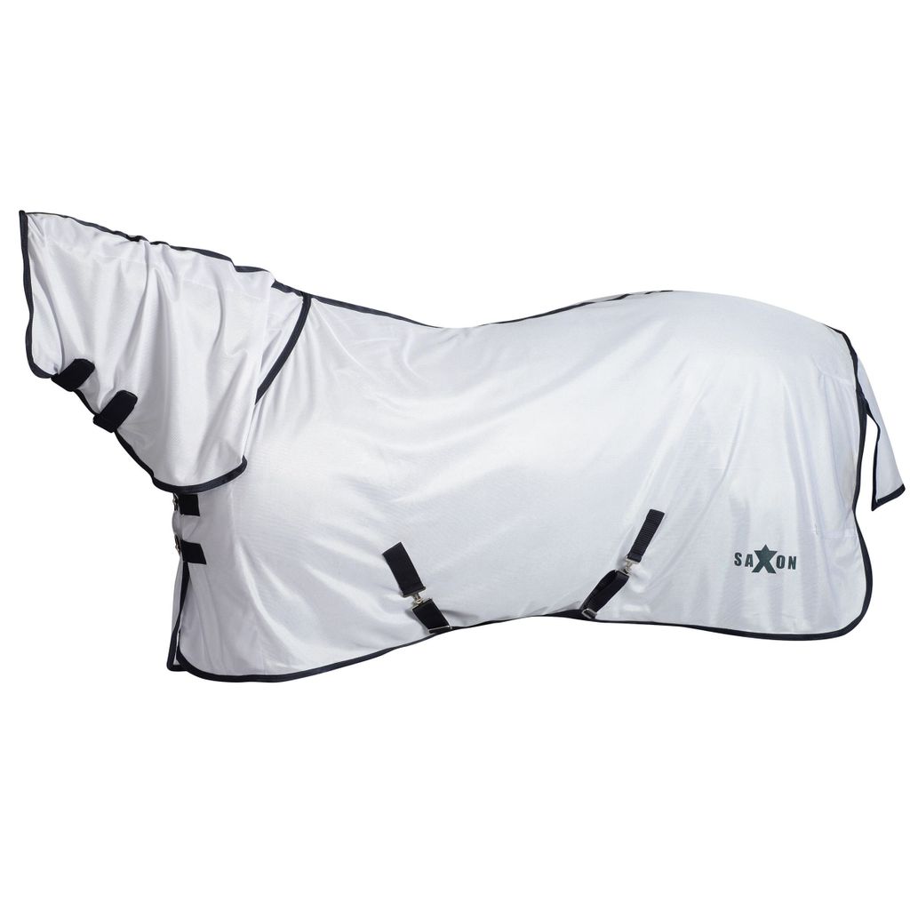 Saxon Kombin-Ausreitdecke mit Halsteil WB819 (165cm) (Weiß/Marineblau)