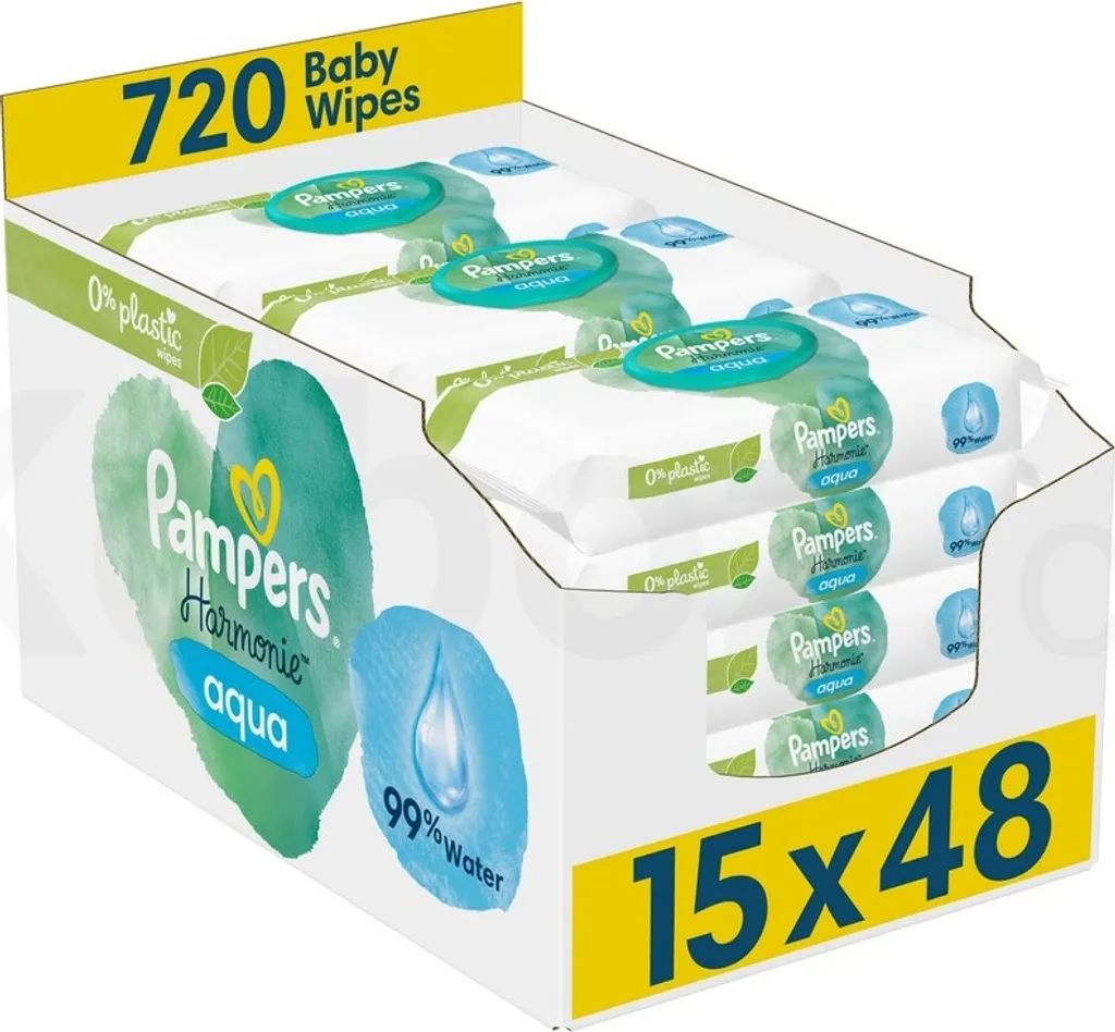 Lingettes Bébé Pampers Aqua Harmonie x720 : Sans Parfum et Hypoallergénique