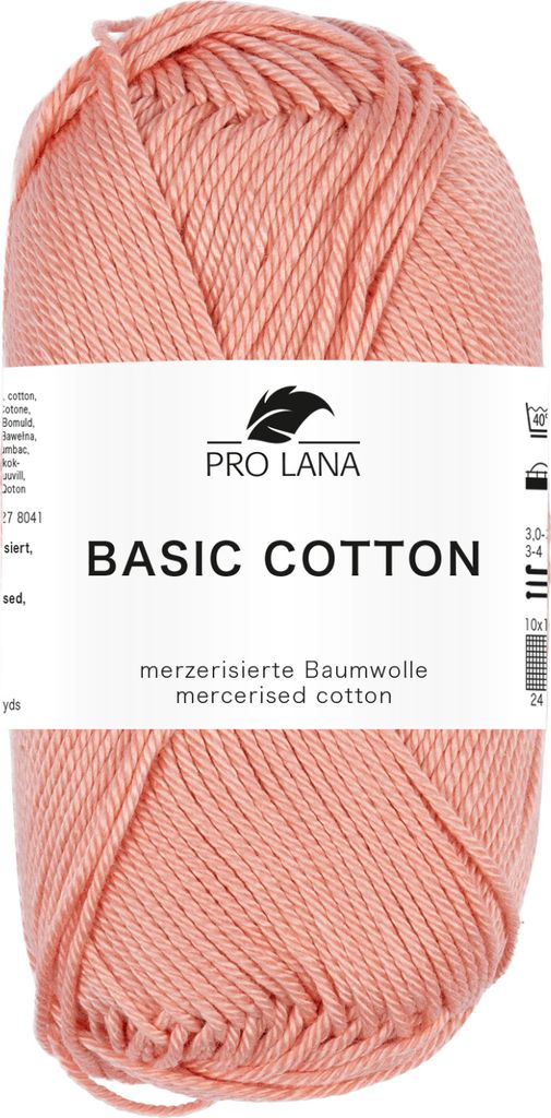 A ball of pink yarn with a label.