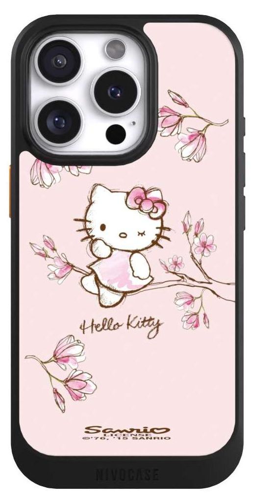 NIVOCASE Hülle für Apple iPhone 16 Pro Handyhülle NIVOcore Case Schwarz Fanartikel Hanami Hello Kitty